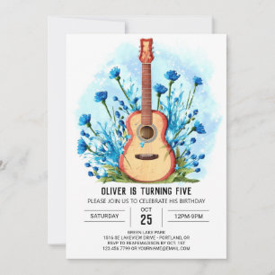 Invitación Cumpleaños del niño de guitarra clásica editable