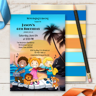Invitación Cumpleaños del niño de la música tropical