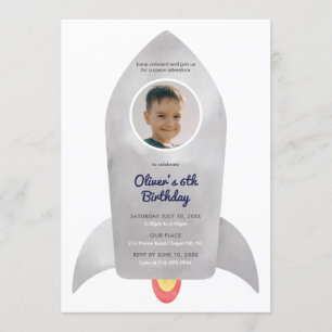 Invitación Cumpleaños del niño de la nave espacial cohete