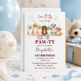Invitación Cumpleaños del niño de perro cachorro lindo 1er