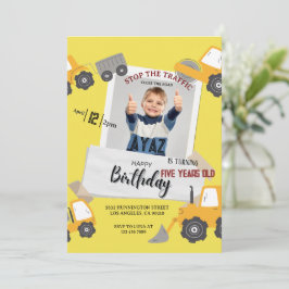 Invitación Cumpleaños del niño fiesta de camión de volteo de