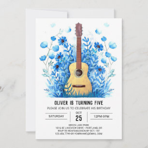 Invitación Cumpleaños del niño guitarrista de un músico de ac