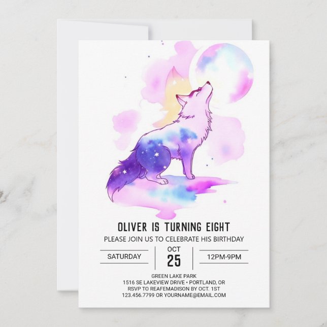 Invitación Cumpleaños del niño lobo de Cute Boy (Anverso)
