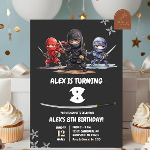 Invitación Cumpleaños del Niño Ninja Americano Negro