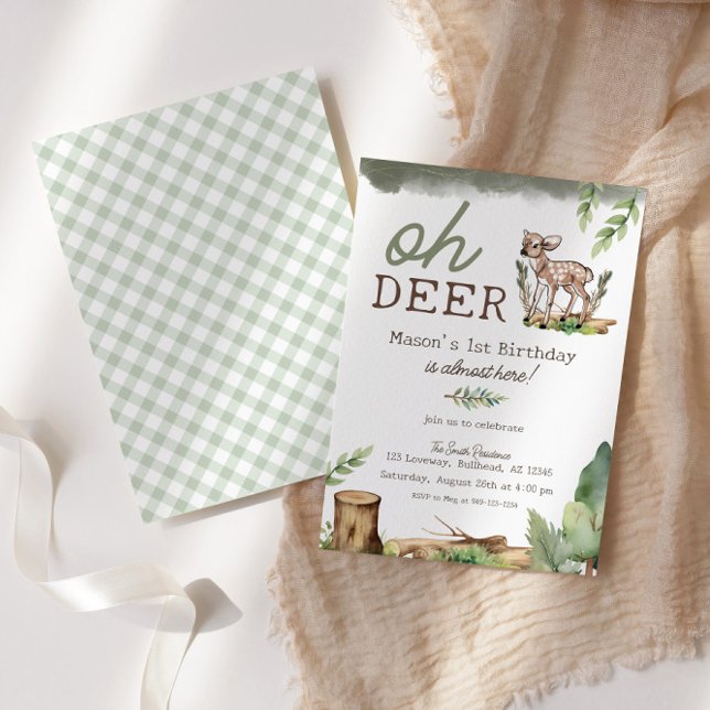 Invitación Cumpleaños del niño Oh Deer Woodland Baby Deer (Subido por el creador)