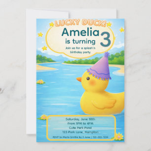 Invitación Cumpleaños del niño pato afortunado