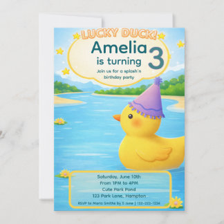 Invitación Cumpleaños del niño pato afortunado