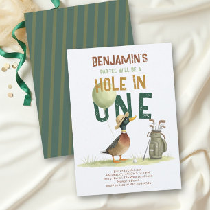 Invitación Cumpleaños del niño Pato Afortunado de Golf Hole i