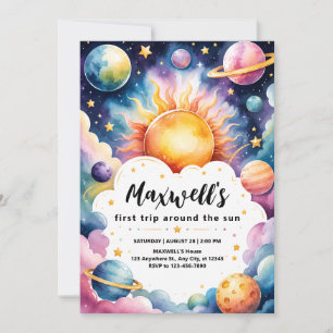 Invitación Cumpleaños del niño por viaje alrededor del sol ac