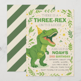 Invitación Cumpleaños del Niño Tres-Rex Dinosaurio