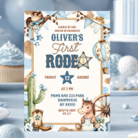 Cumpleaños del Niño Vaquero Azul Primer Rodeo