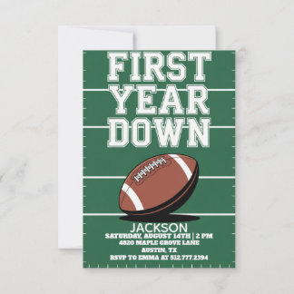 Invitación Cumpleaños del niño verde fútbol primer año abajo