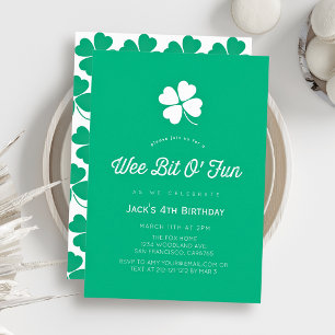 Invitación Cumpleaños del niño verde trébol del Día de San Pa