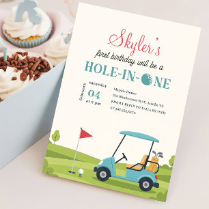 Invitación Cumpleaños del Niño y la Niña Golf Hole In One Pri