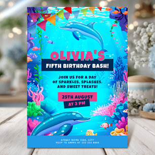 Invitación Cumpleaños del océano, Fiesta de los delfines del 
