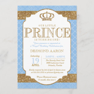 Invitación Cumpleaños del oro azul del Principito Real