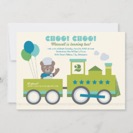 Invitación Cumpleaños del Oso Azul Tren Choo Choo