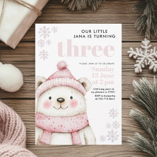Invitación Cumpleaños del Oso Blanco Winter Wonderland