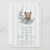 Cumpleaños del Oso Boho Aquarela Eucalipto Oro