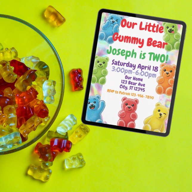 Invitación Cumpleaños del Oso Pequeño Gummy (Subido por el creador)