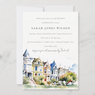 Invitación Cumpleaños del paisaje de San Francisco Painted La
