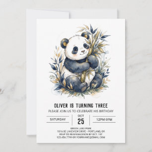 Invitación Cumpleaños del Panda de Bambú Verde