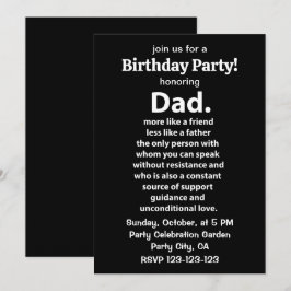 Invitación Cumpleaños del Papá en Blanco y Negro Cita Fiesta