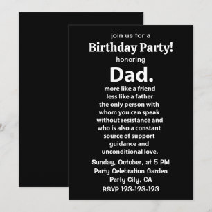 Invitación Cumpleaños del Papá en Blanco y Negro Cita Fiesta