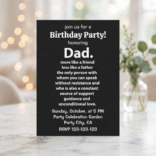 Invitación Cumpleaños del Papá en Blanco y Negro Cita Fiesta