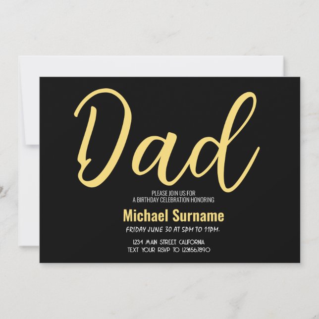 Invitación Cumpleaños del Papá Fiesta del Día del Padre Simpl (Anverso)