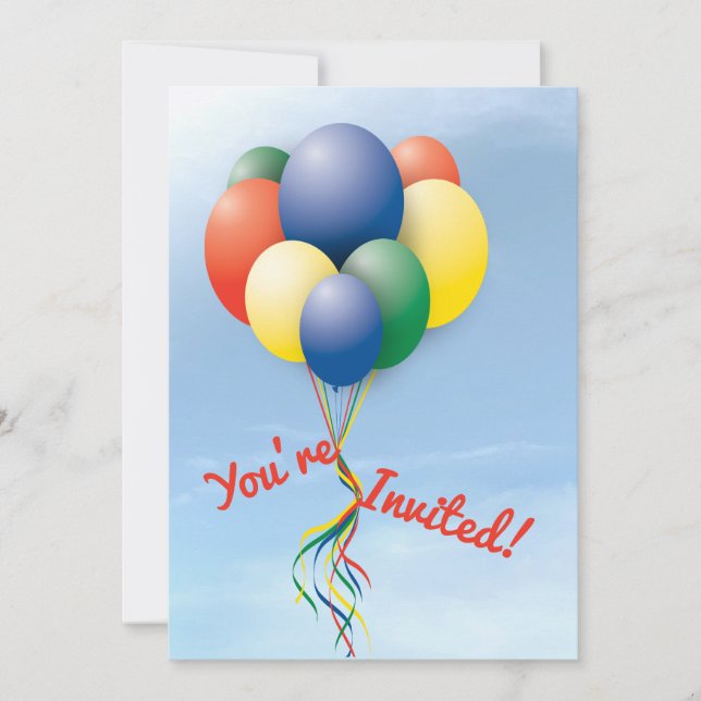Invitación Cumpleaños del paquete de globos aerostáticos Fly  (Anverso)