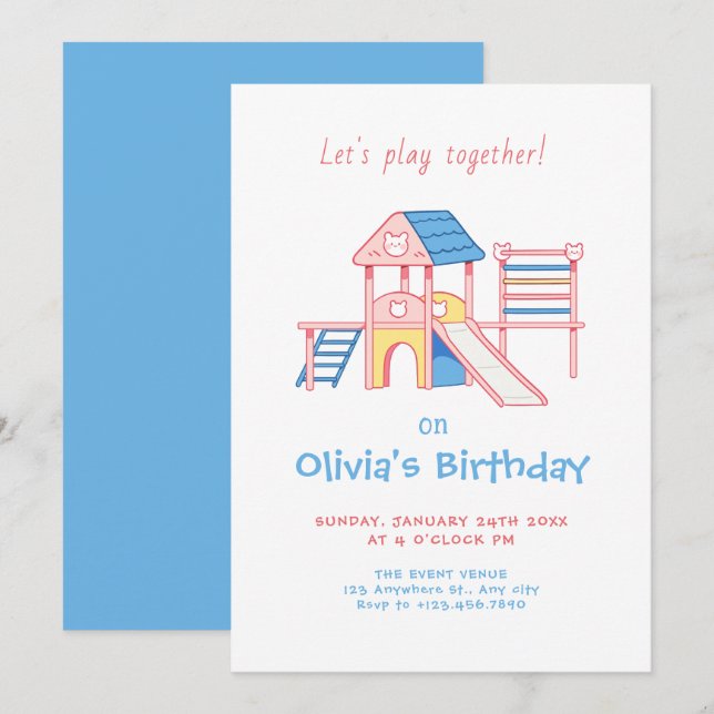 Invitación Cumpleaños del parque infantil (Anverso / Reverso)