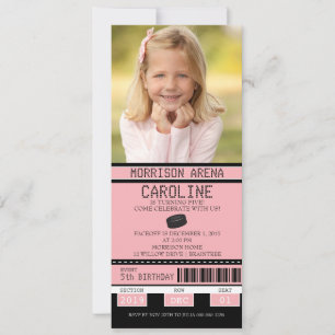 Invitación Cumpleaños del partido de hockey sobre Chica rosa 