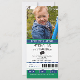 Invitación Cumpleaños del partido Hockey Verde y Azul