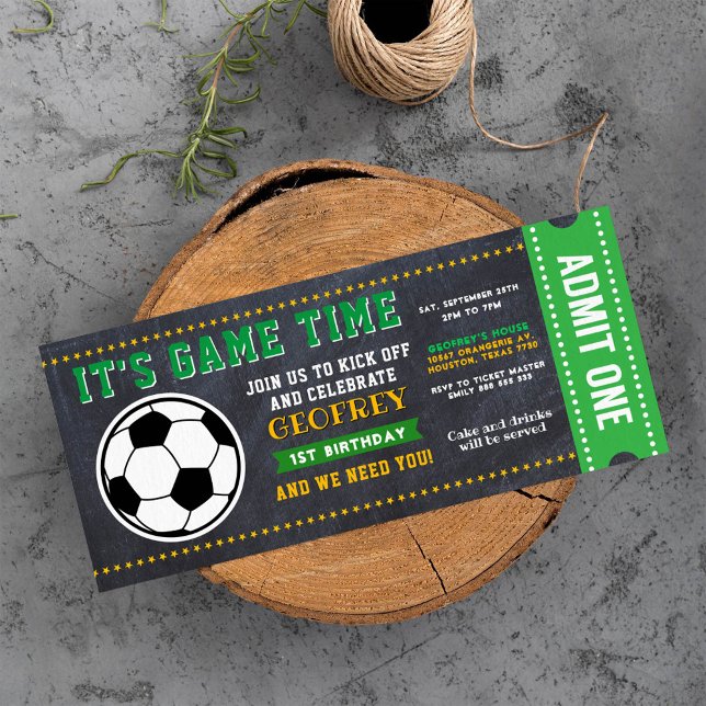 Invitación Cumpleaños del pase de boletos de fútbol deportivo (Subido por el creador)
