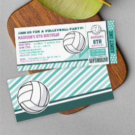 Invitación Cumpleaños del pase de voleibol de color editable