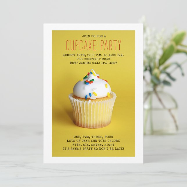 Invitación Cumpleaños del pastel (Anverso de pie)