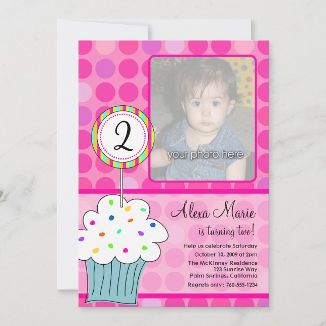 Invitación Cumpleaños del pastel (Anverso)