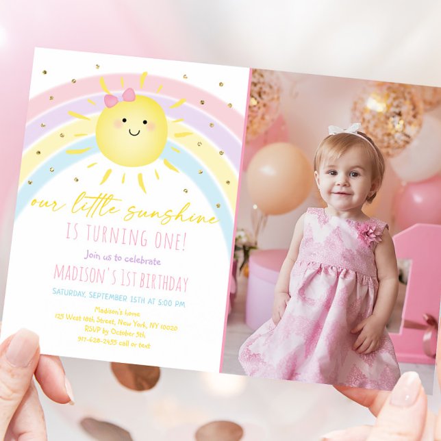Invitación Cumpleaños del Pastel Arcoiris Sunshine (Subido por el creador)