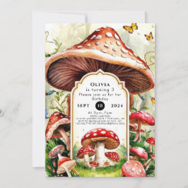 Invitación Cumpleaños del Pastel Boho Mushroom