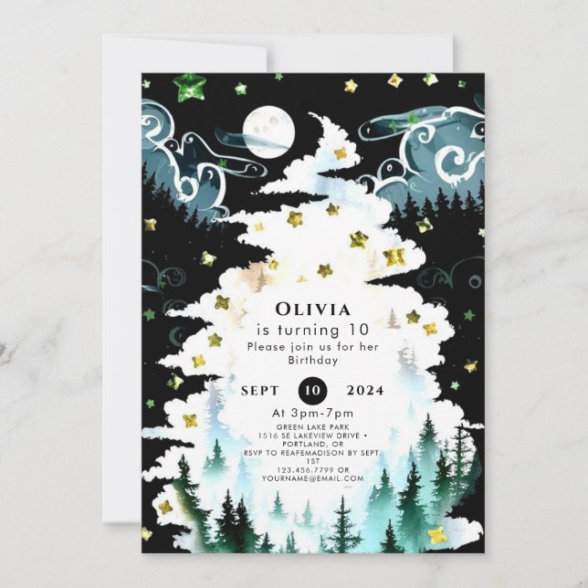 Invitación Cumpleaños del Pastel Boho Woodland (Anverso)
