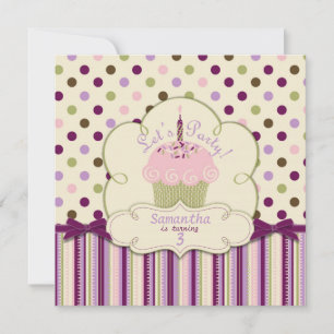 Invitación Cumpleaños del pastel de dot de moras