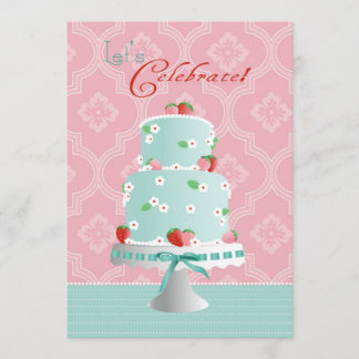 Invitación Cumpleaños del Pastel de fresa