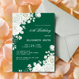 Invitación Cumpleaños del Pastel Verde Rosa Blanca