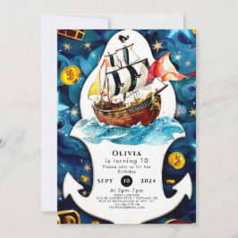 Invitación Cumpleaños del pastor Pastel Ahoy Matey