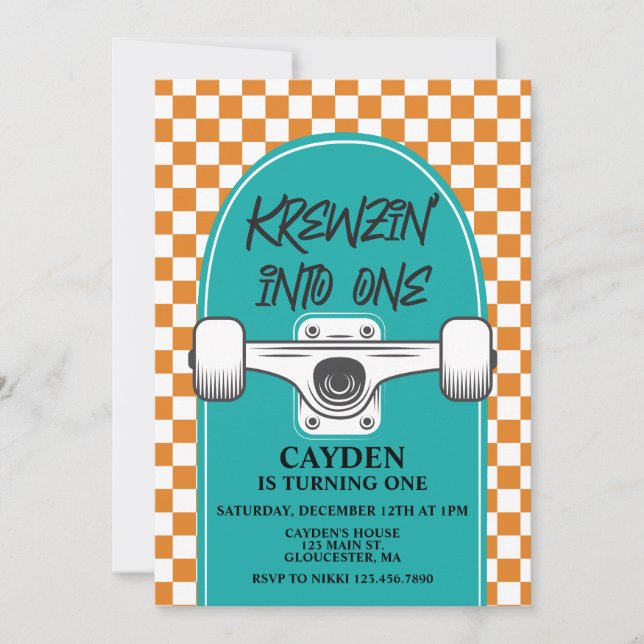 Invitación Cumpleaños del patinador (Anverso)