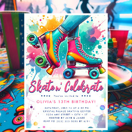 Invitación Cumpleaños del Patinador Retro Colorido