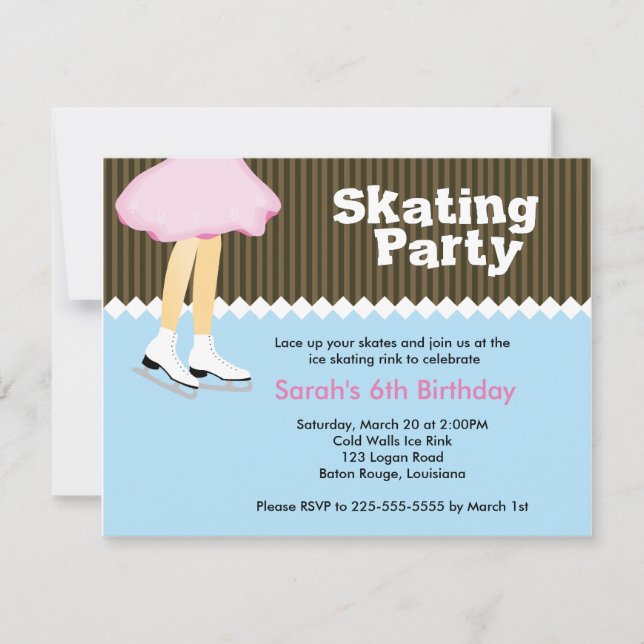 Invitación Cumpleaños del patinaje de hielo (Anverso)