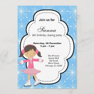 Invitación Cumpleaños del Patinaje Hielo (Azul)