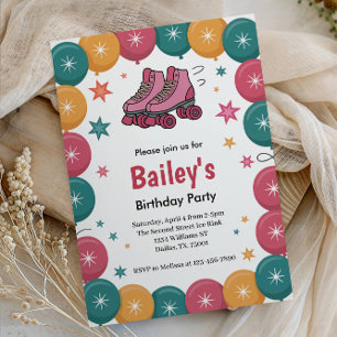 Invitación Cumpleaños del Patinaje Retro Roller